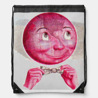 The World on His Mind Drawstring Bag
