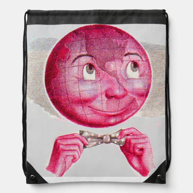 The World on His Mind Drawstring Bag (Front)