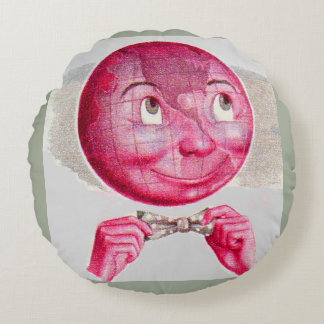The World on His Mind Round Pillow