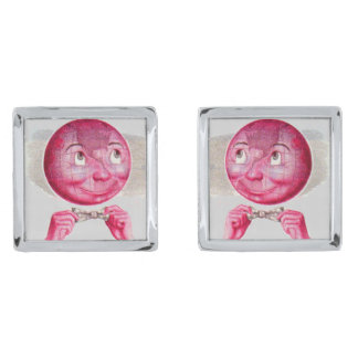 The World on His Mind Silver Cufflinks