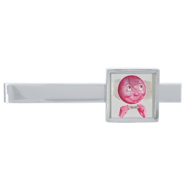 The World on His Mind Silver Finish Tie Clip (Front)