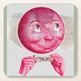 The World on His Mind Square Paper Coaster