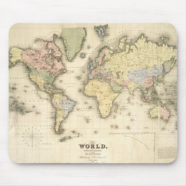 The World on Mercator's Projection | 1840 Mouse Pad (Front)