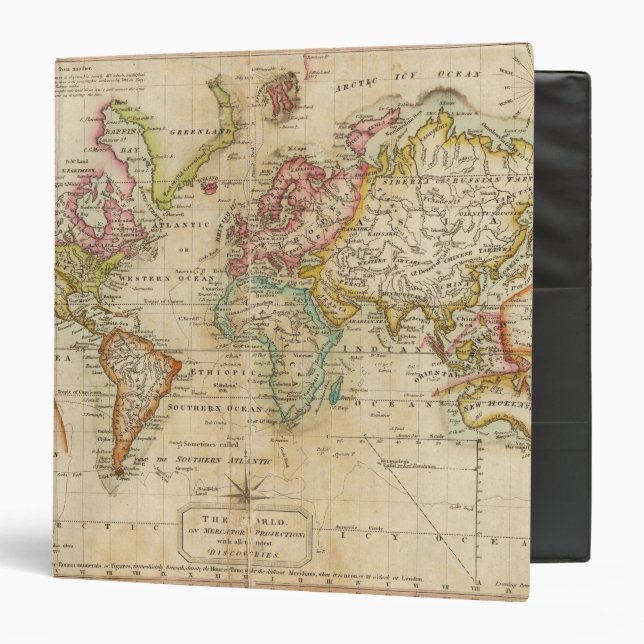 The World on Mercator's Projection 3 Ring Binder (Front/Inside)