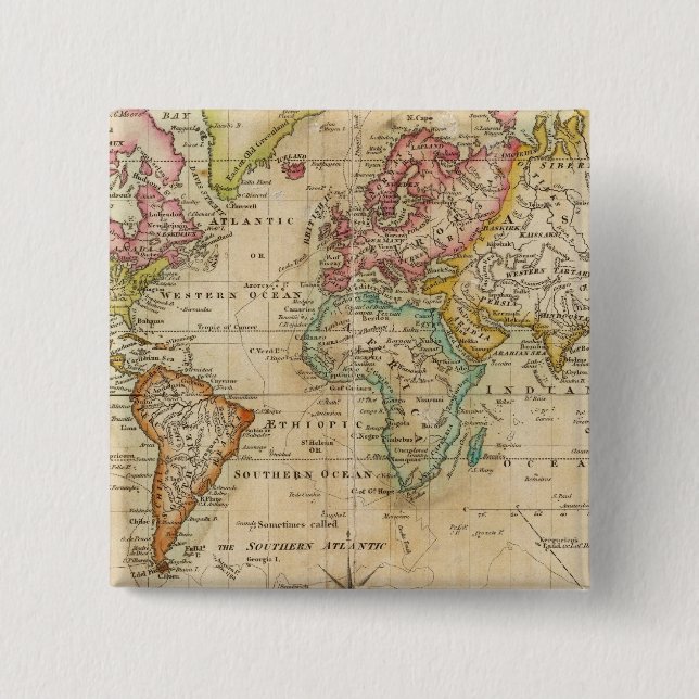 The World on Mercator's Projection Button (Front)