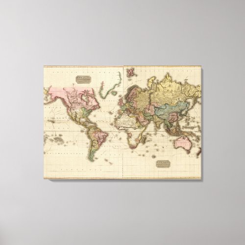 The World on Mercators projection Canvas Print