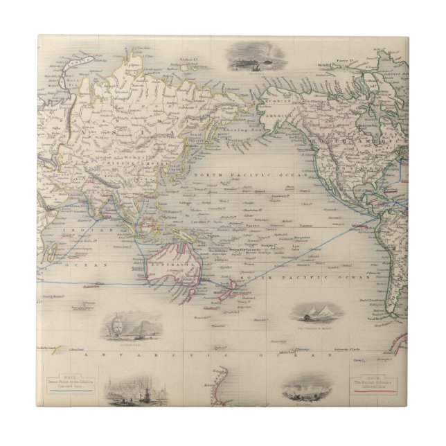 The World On Mercator's Projection Ceramic Tile