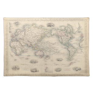 The World On Mercator's Projection Cloth Placemat