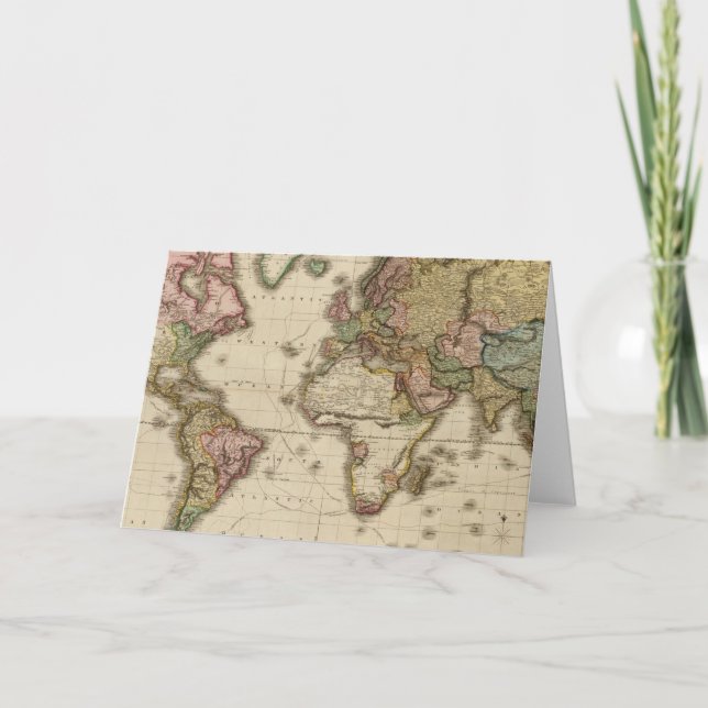 The World on Mercator's projection Holiday Card (Front)