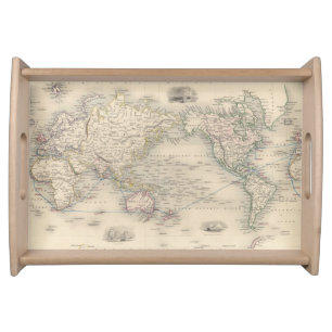 The World On Mercator's Projection Serving Tray