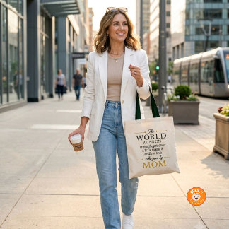 The World Runs On Love She Goes By Mom Black Handl Tote Bag