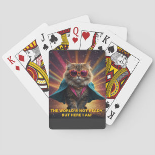 The World’s Not Ready – Confident Cat Humor Design Poker Cards