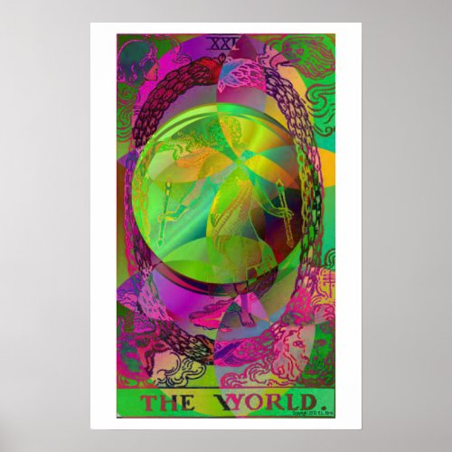 The World Tarot Card Psychedelic Poster