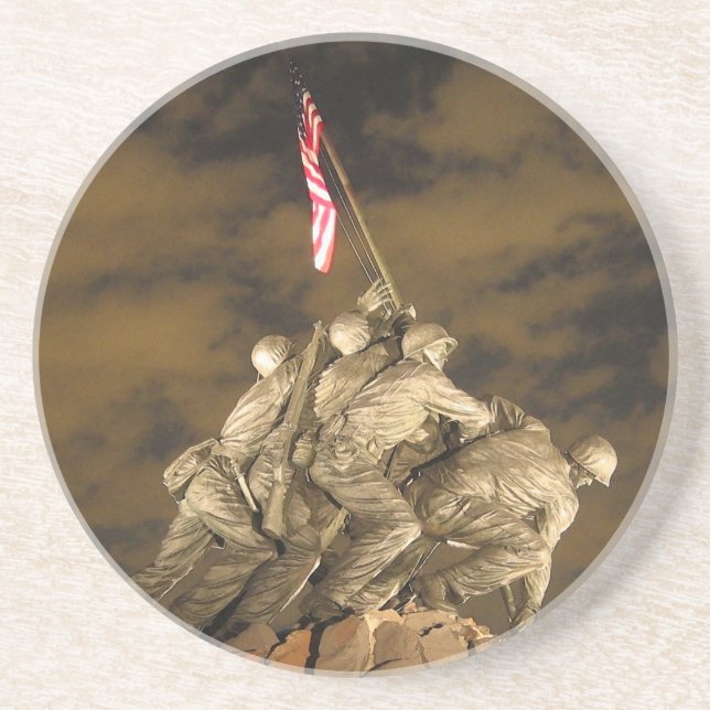 The World War II Iwo Jima Memorial Arlington VA Drink Coaster (Front)