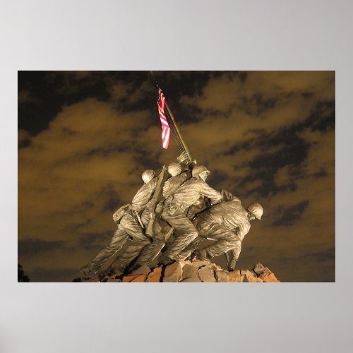 The World War II Iwo Jima Memorial Arlington VA Poster