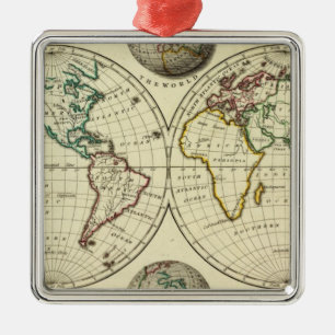 The World with continental boundaries Metal Ornament