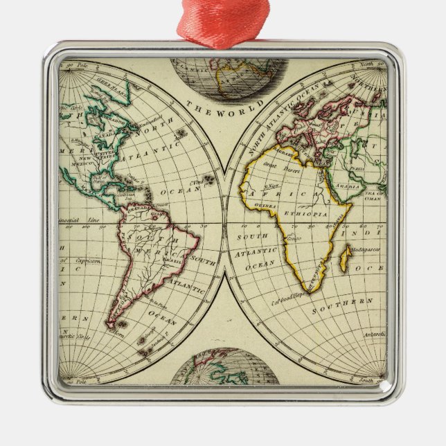 The World with continental boundaries Metal Ornament (Front)