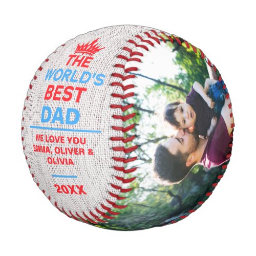 The Worlds Best Dad Personalized 2 Photo Baseball