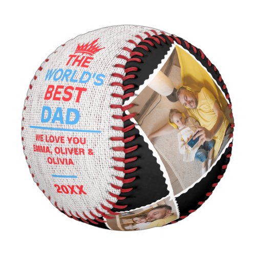 The Worlds Best Dad Personalized 4 Photos Baseball