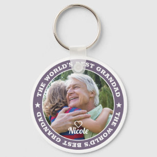 The World's Best Grandad Modern Photo Keepsake Keychain