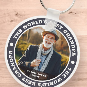 The World's Best Grandpa Modern Custom Photo Keychain
