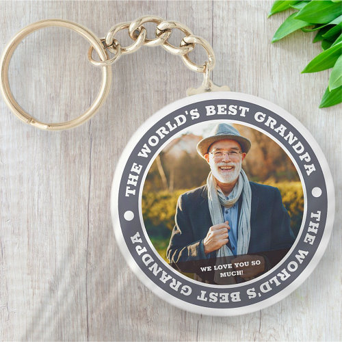 The World's Best Grandpa - Personalized key chain with photo and message - 70th birthday gifts for grandparents 