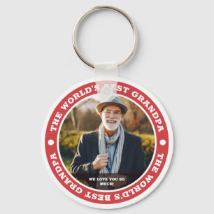 The World's Best Grandpa Modern Custom Photo Keychain