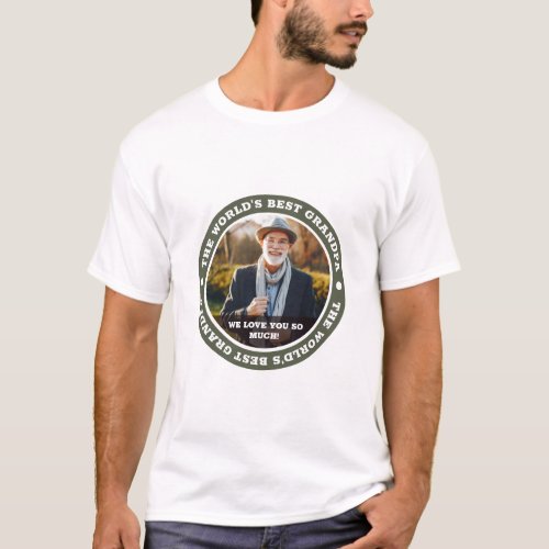 The Worlds Best Grandpa Modern Custom Photo T_Shirt