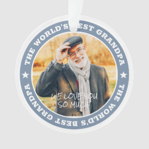 The World's Best Grandpa Modern Star Custom Photo Ornament
