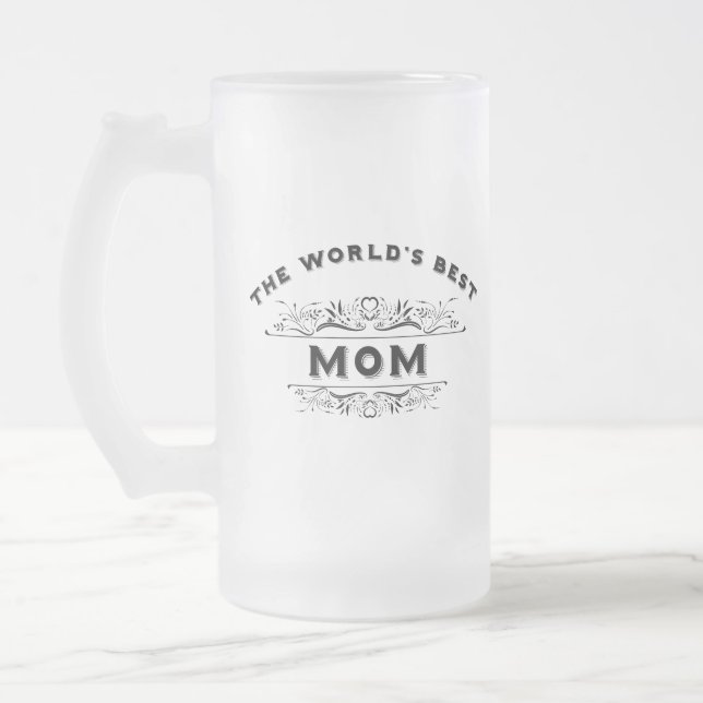 The World's Best Mom Frosted Glass Beer Mug (Left)