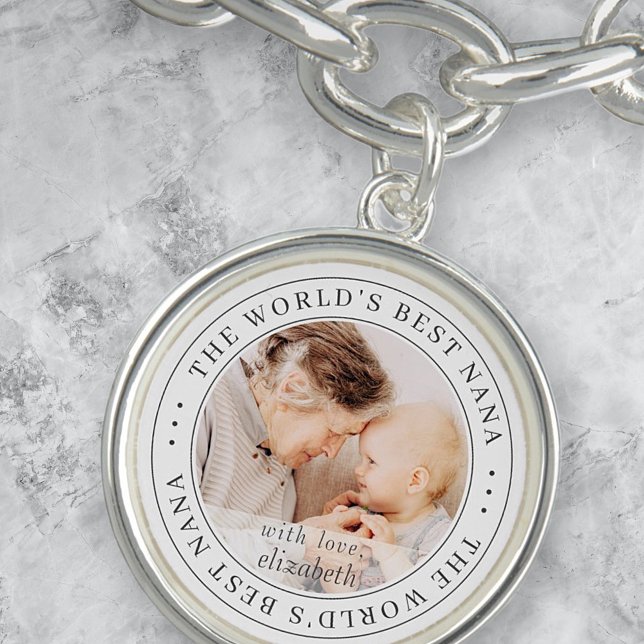 The World's Best Nana Classic Simple Photo Bracelet (Creator Uploaded)