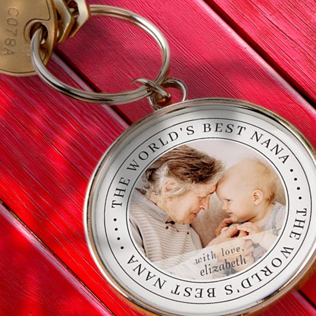The World's Best Nana Classic Simple Photo Keychain (Creator Uploaded)