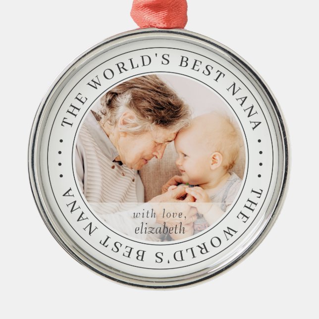 The World's Best Nana Classic Simple Photo Metal Ornament (Front)