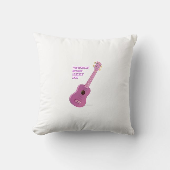 The Worlds Biggest Ukelele Fan Cusion Throw Pillow (Front)