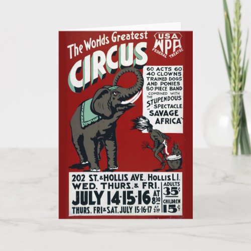 The Worlds Greatest Circus Vintage Poster Card