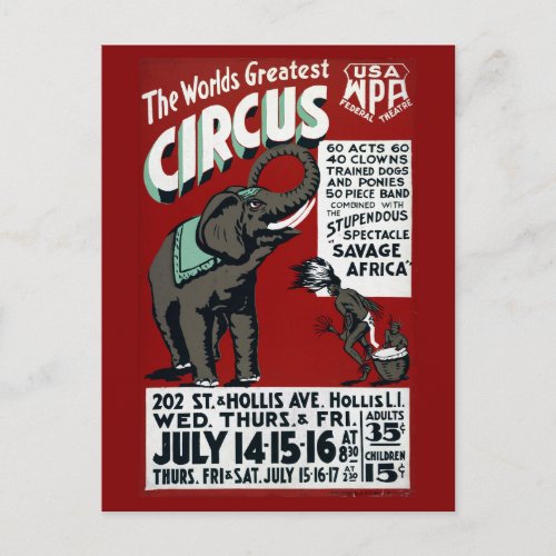 The Worlds Greatest Circus Vintage Poster Postcard