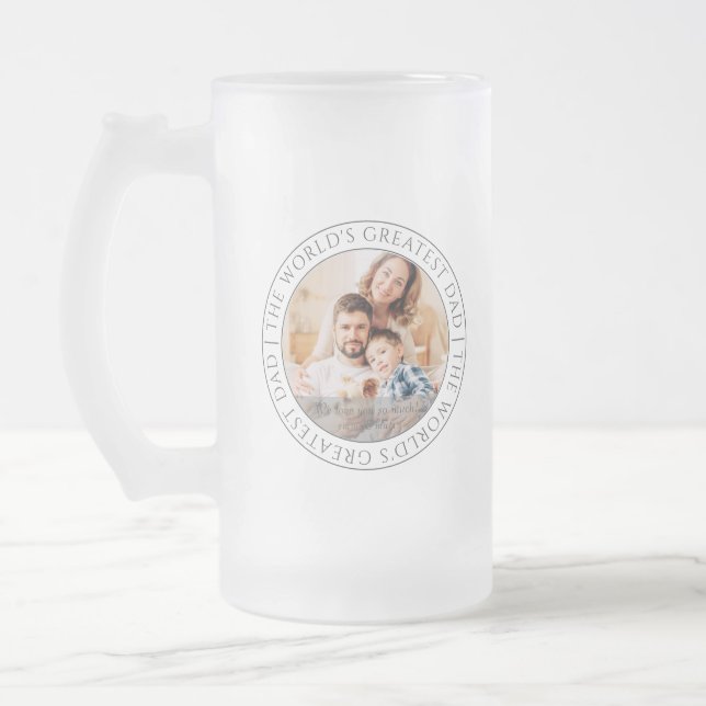 The World's Greatest Dad Modern Classic Photo Frosted Glass Beer Mug (Left)
