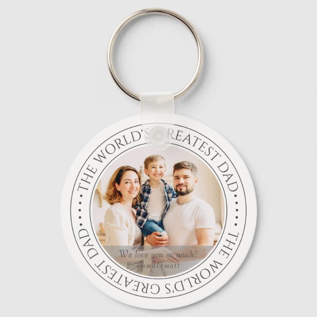 The World's Greatest Dad Modern Classic Photo Keychain (Front)