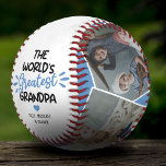 The World's Greatest Grandpa 4 Photo Baseball<br><div class="desc">Keepsake grandfather baseball gift featuring 4 family pictures for you to replace with your own,  the cute saying "the world's greatest grandpa",  a blue heart,  and the kids names.</div>