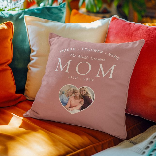 The World's Greatest Mom Friend Teacher Hero Throw Pillow (Creator Uploaded)