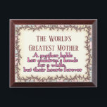 The world's greatest Mother award plaque<br><div class="desc">design by Cheryl Seslar at www.digiwebstudio.com</div>