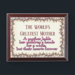 The world's greatest Mother award plaque<br><div class="desc">design by Cheryl Seslar at www.digiwebstudio.com</div>