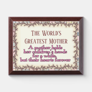The world's greatest Mother award plaque