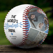 The World's Greatest Papa 4 Photo Baseball