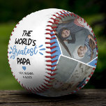 The World's Greatest Papa 4 Photo Baseball<br><div class="desc">Celebrate Father's Day in a way that truly resembles your family bond with our Keepsake Father's Day Baseball. Personalize the baseball with your family photos, add the adorable tagline 'The World's Greatest Papa', and your names. Complete with a blue heart - this makes for a perfect, heartfelt gift that Dad...</div>