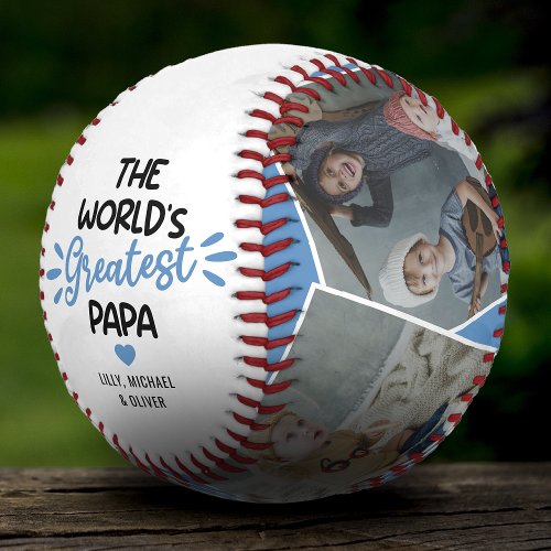 The Worlds Greatest Papa 4 Photo Baseball