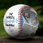 The World's Greatest Pawpaw 4 Photo Baseball<br><div class="desc">Keepsake grandfather baseball gift featuring 4 family pictures for you to replace with your own,  the cute saying "the world's greatest pawpaw",  a blue heart,  and the kids names.</div>