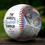 The World's Greatest Poppop 4 Photo Baseball<br><div class="desc">Keepsake grandfather baseball gift featuring 4 family pictures for you to replace with your own,  the cute saying "the world's greatest poppop",  a blue heart,  and the kids names.</div>