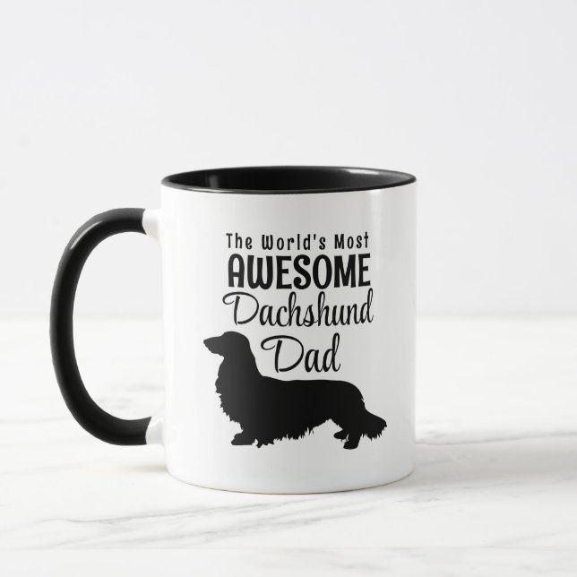 The World's Most Awesome Long Hair Dachshund Dad Mug (Left)