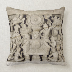 The worship of the Buddhist symbols, Amaravati (li Throw Pillow